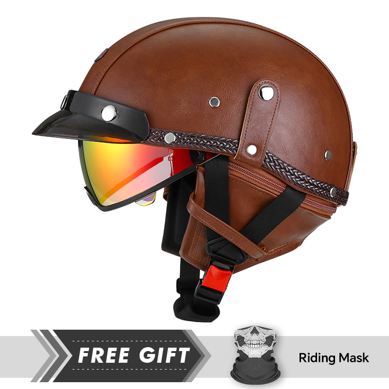Motorcycle Gear In Store - Yetişkin Retro Yarım Yüz Kask DOT